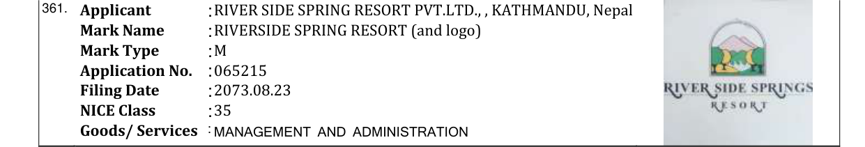 Original bulletin entry for RIVERSIDE SPRING RESORT (and logo)