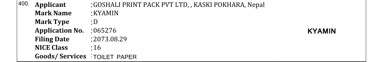 Original bulletin entry for KYAMIN