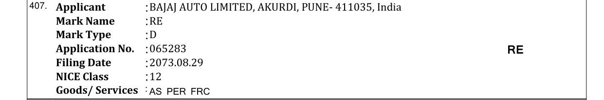 Original bulletin entry for RE