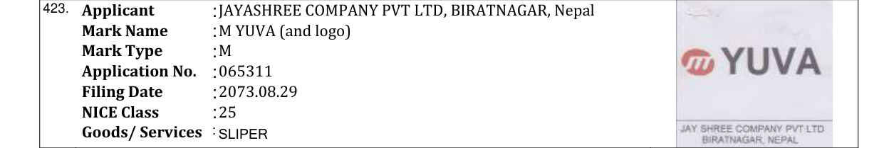 Original bulletin entry for M YUVA (and logo)