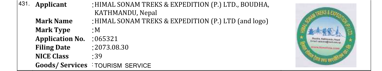 Original bulletin entry for HIMAL SONAM TREKS & EXPEDITION (P.) LTD (and logo)