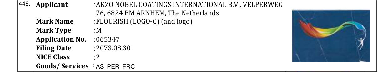 Original bulletin entry for FLOURISH (LOGO-C) (and logo)