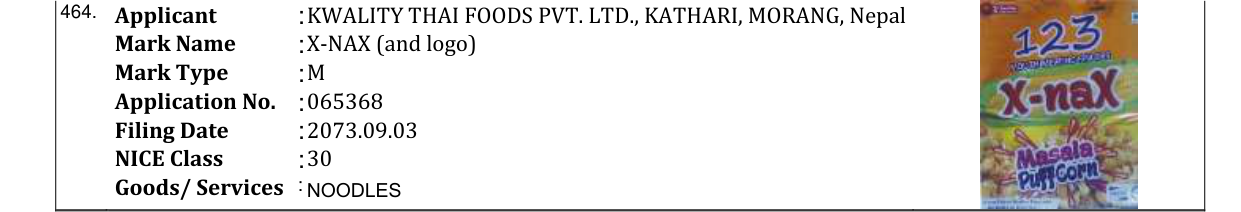 Original bulletin entry for X-NAX (and logo)