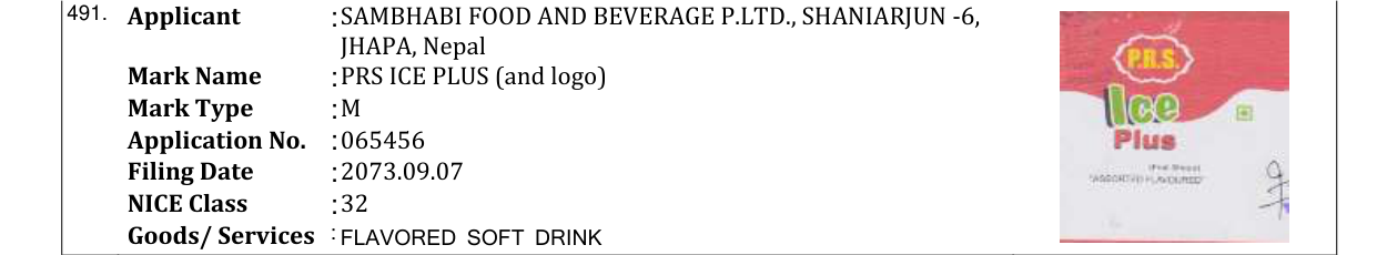 Original bulletin entry for PRS ICE PLUS (and logo)