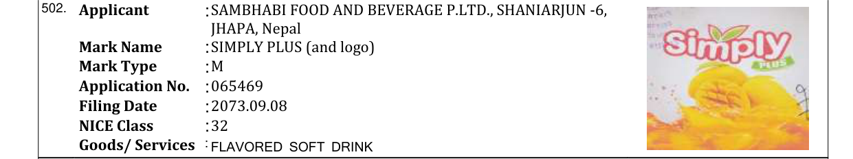 Original bulletin entry for SIMPLY PLUS (and logo)