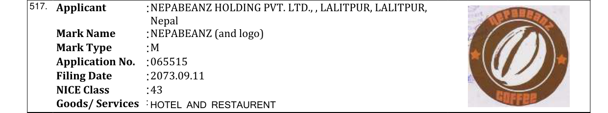 Original bulletin entry for NEPABEANZ (and logo)