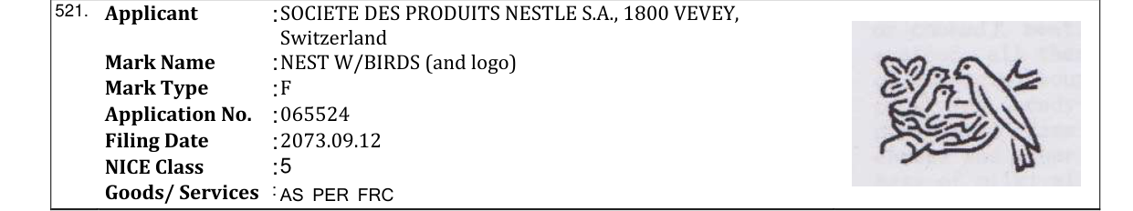 Original bulletin entry for NEST W/BIRDS (and logo)
