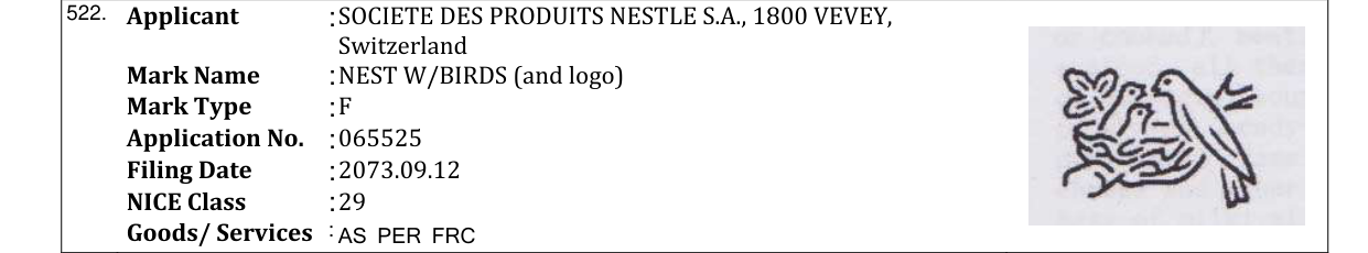 Original bulletin entry for NEST W/BIRDS (and logo)