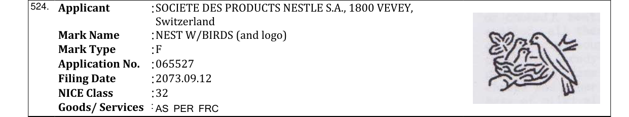 Original bulletin entry for NEST W/BIRDS (and logo)