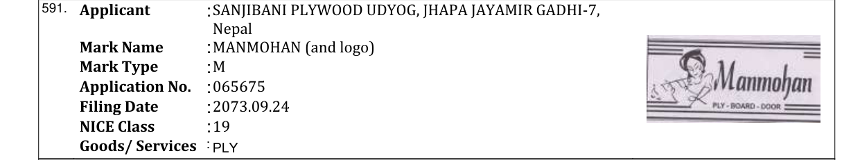 Original bulletin entry for MANMOHAN (and logo)