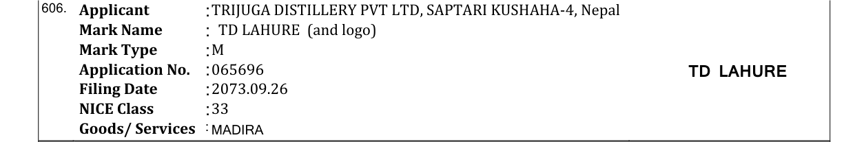 Original bulletin entry for TD LAHURE (and logo)