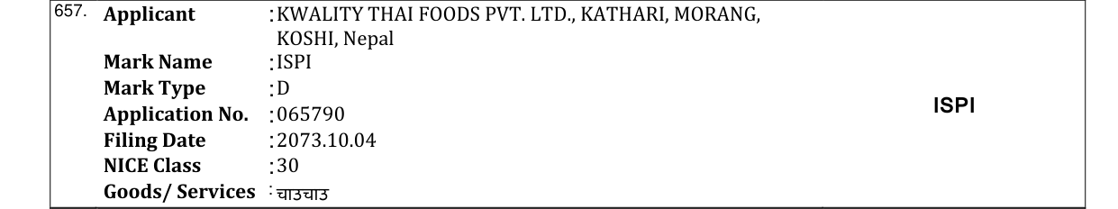 Original bulletin entry for ISPI