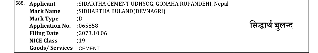 Original bulletin entry for SIDHARTHA BULAND(DEVNAGRI)