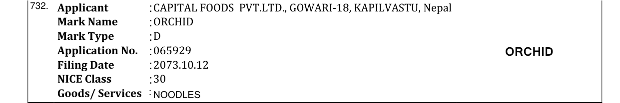 Original bulletin entry for ORCHID
