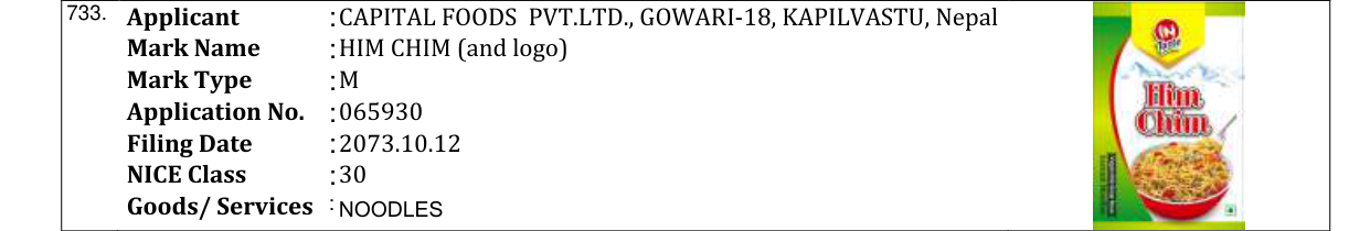 Original bulletin entry for HIM CHIM (and logo)