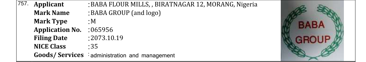 Original bulletin entry for BABA GROUP (and logo)