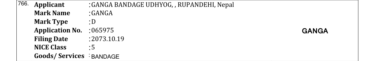 Original bulletin entry for GANGA
