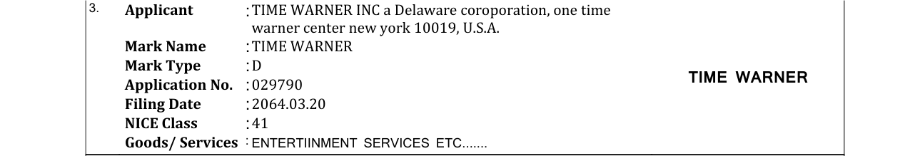 Original bulletin entry for TIME WARNER