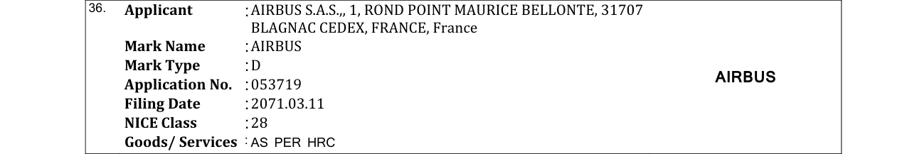Original bulletin entry for AIRBUS