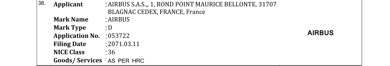 Original bulletin entry for AIRBUS