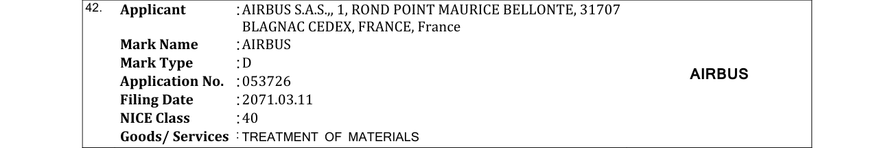 Original bulletin entry for AIRBUS