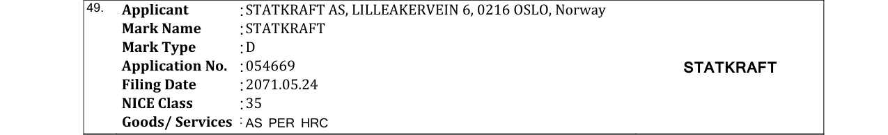 Original bulletin entry for STATKRAFT