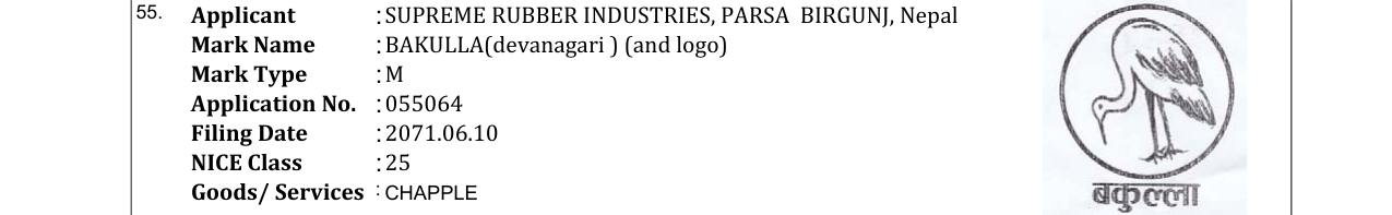 Original bulletin entry for BAKULLA(devanagari ) (and logo)