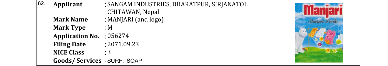 Original bulletin entry for MANJARI