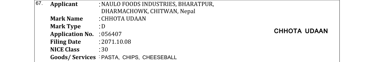 Original bulletin entry for CHHOTA UDAAN