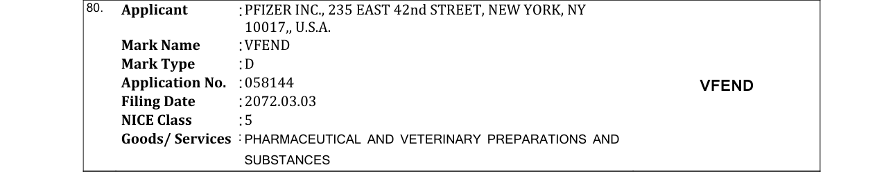 Original bulletin entry for VFEND