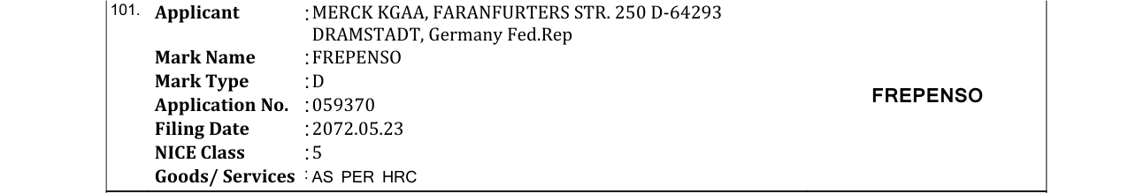 Original bulletin entry for FREPENSO