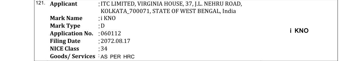 Original bulletin entry for i KNO