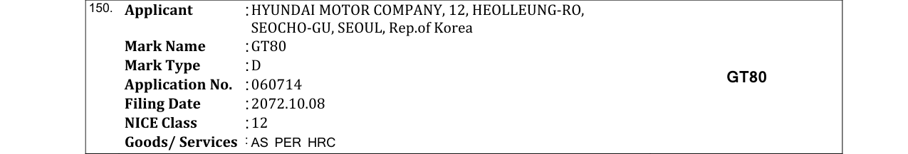 Original bulletin entry for GT80