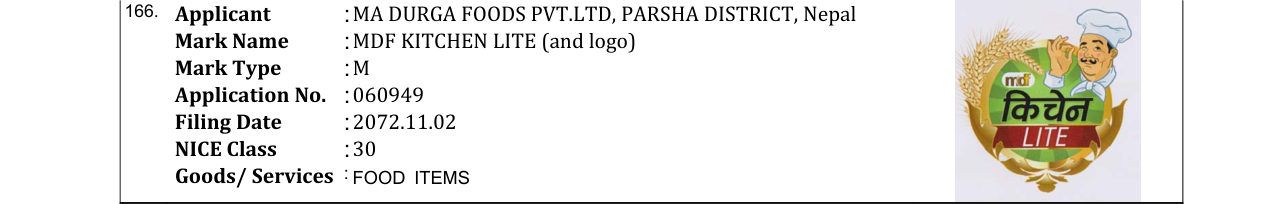 Original bulletin entry for MDF KITCHEN LITE (and logo)