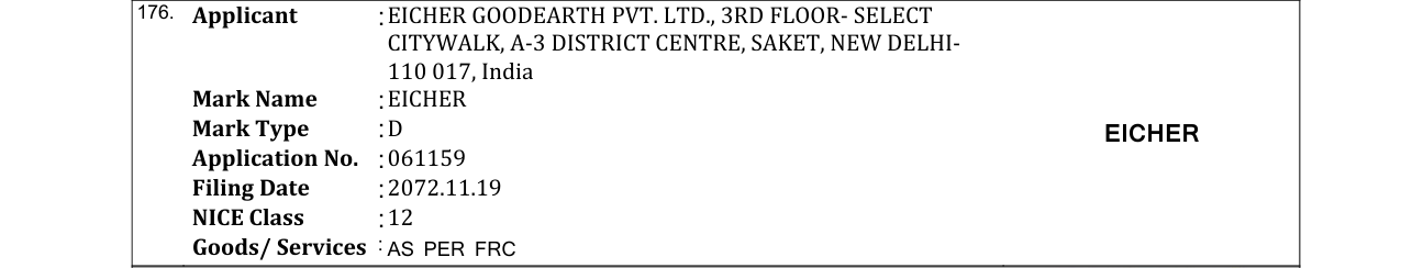 Original bulletin entry for EICHER