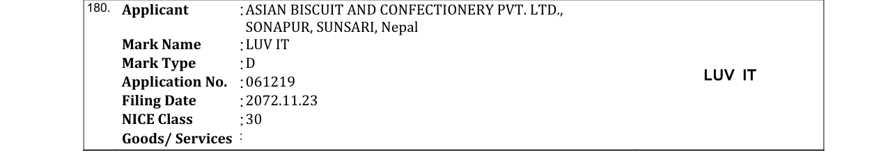 Original bulletin entry for LUV IT