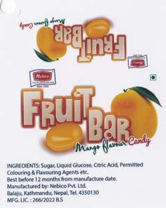 NEBICO FRUIT BAR MANGO FLAVOUR CANDY (and logo) trademark logo