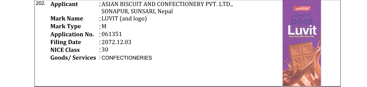 Original bulletin entry for LUVIT (and logo)