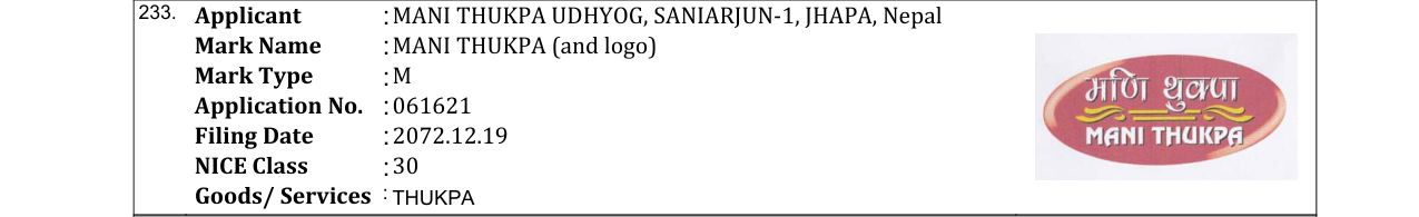 Original bulletin entry for MANI THUKPA (and logo)