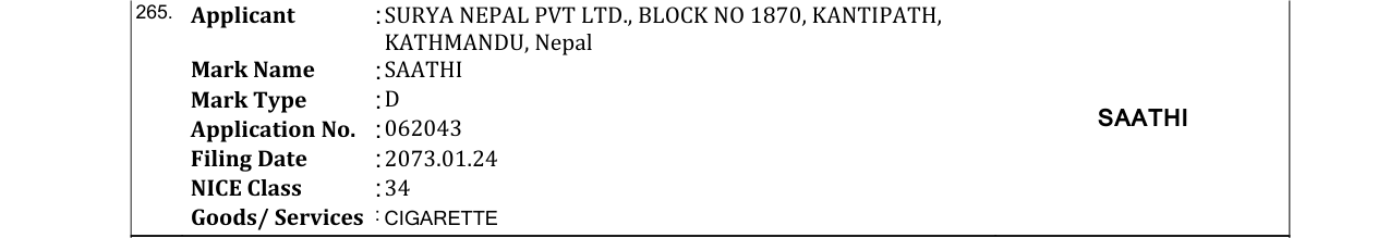 Original bulletin entry for SAATHI