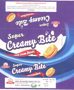 SUPER CREAMY BITE PINEAPPLE CREAME BISCUITS (and logo) trademark logo