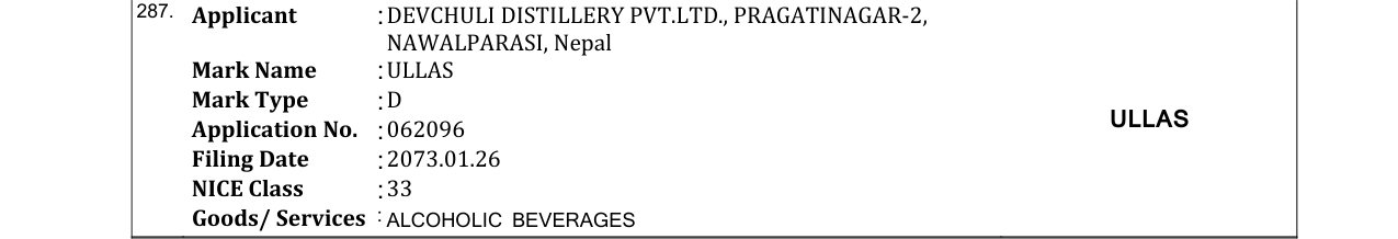 Original bulletin entry for ULLAS