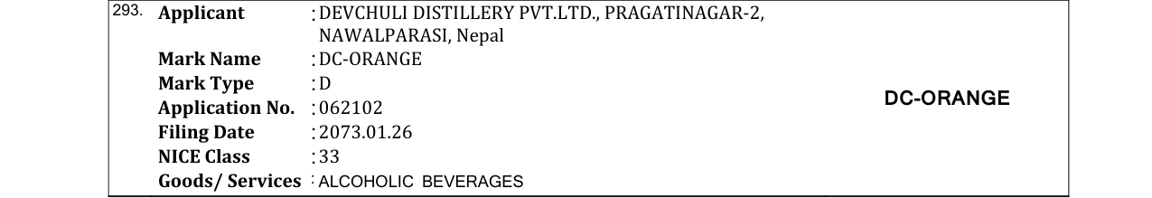 Original bulletin entry for DC‐ORANGE
