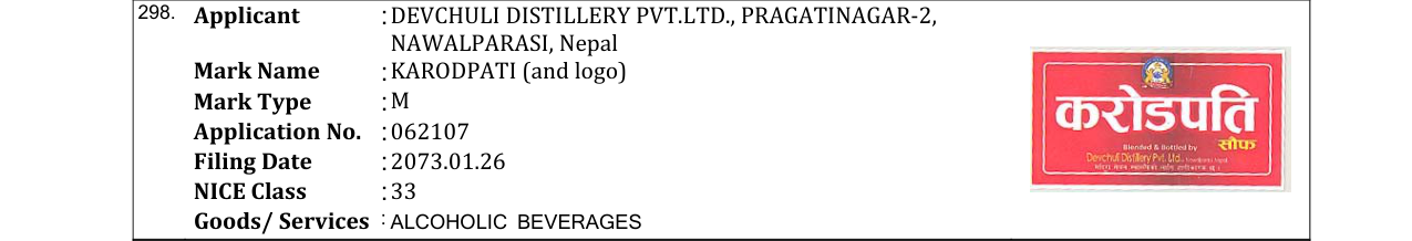 Original bulletin entry for KARODPATI (and logo)