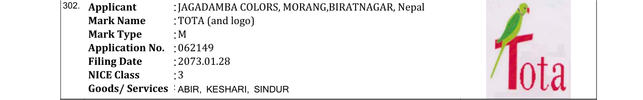 Original bulletin entry for TOTA (and logo)
