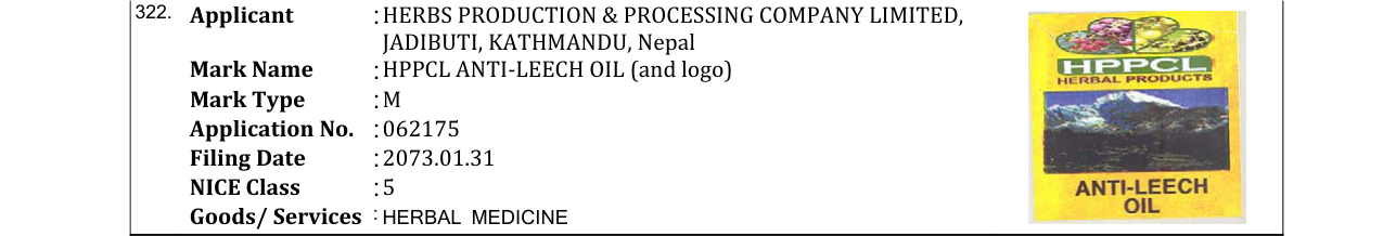 Original bulletin entry for HPPCL ANTI‐LEECH OIL (and logo)