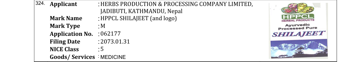 Original bulletin entry for HPPCL SHILAJEET (and logo)