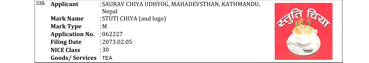 Original bulletin entry for STUTI CHIYA (and logo)