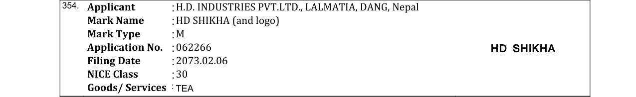 Original bulletin entry for HD SHIKHA (and logo)