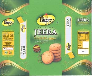 MR. HAPPY PREMIUM JEERA COOKIES (and logo) trademark logo